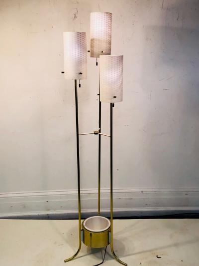  Lightolier LIGHTOLIER MODERNIST BRASS AND WHITE FLOOR LAMP