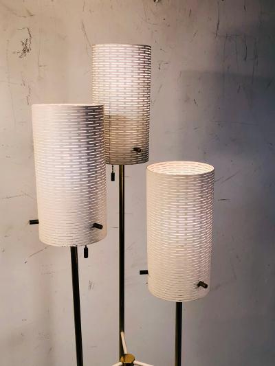  Lightolier LIGHTOLIER MODERNIST BRASS AND WHITE FLOOR LAMP