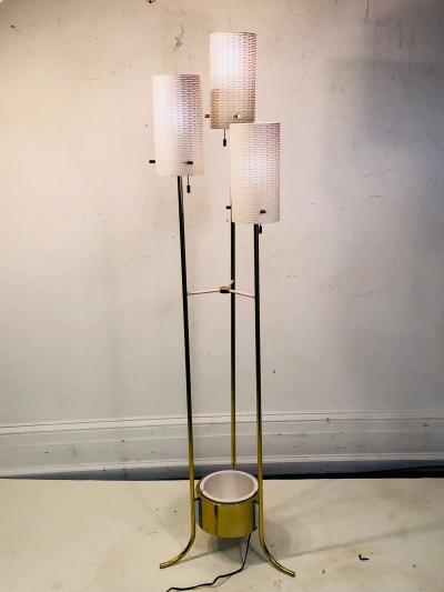  Lightolier LIGHTOLIER MODERNIST BRASS AND WHITE FLOOR LAMP