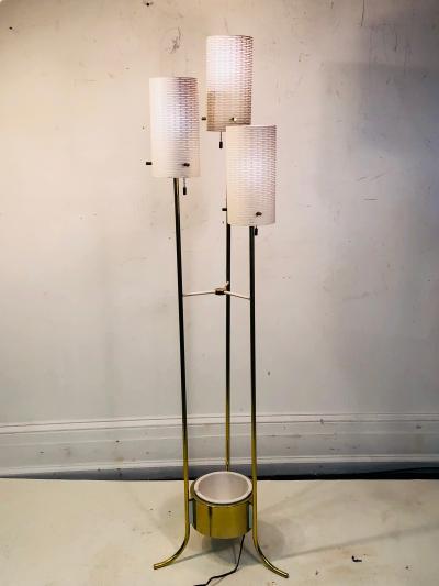  Lightolier LIGHTOLIER MODERNIST BRASS AND WHITE FLOOR LAMP