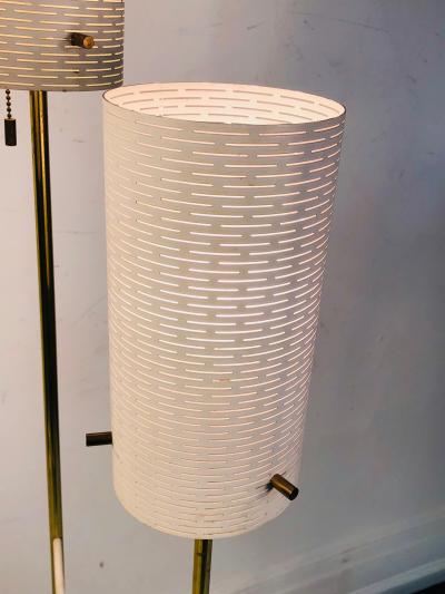  Lightolier LIGHTOLIER MODERNIST BRASS AND WHITE FLOOR LAMP