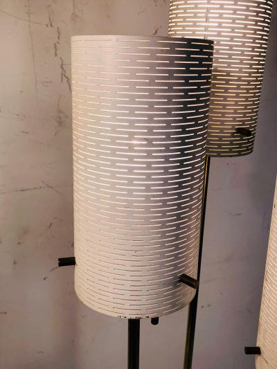  Lightolier LIGHTOLIER MODERNIST BRASS AND WHITE FLOOR LAMP