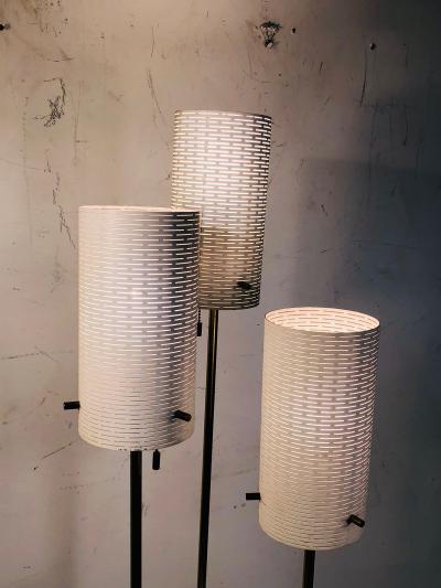  Lightolier LIGHTOLIER MODERNIST BRASS AND WHITE FLOOR LAMP