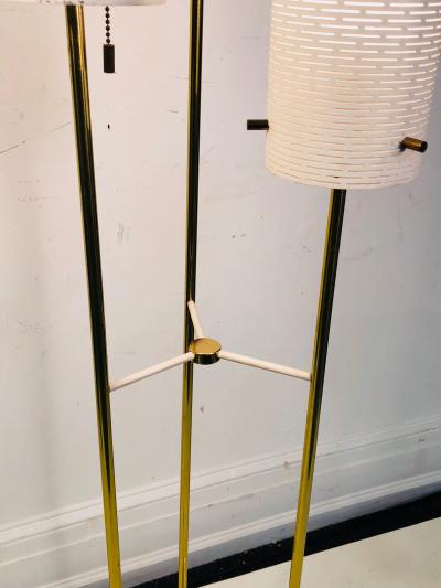  Lightolier LIGHTOLIER MODERNIST BRASS AND WHITE FLOOR LAMP