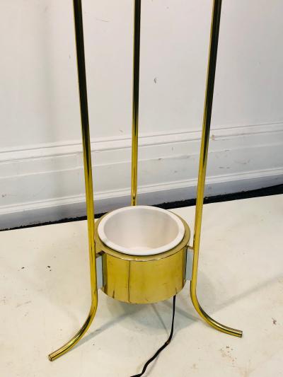  Lightolier LIGHTOLIER MODERNIST BRASS AND WHITE FLOOR LAMP