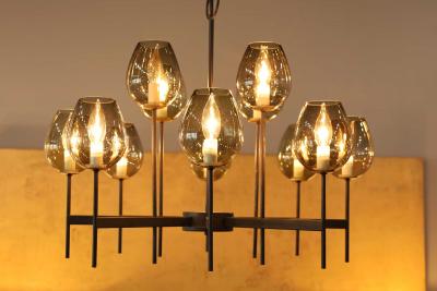  Lightolier Lightolier Chandelier with Eight Arms and 16 Glass Bulbs