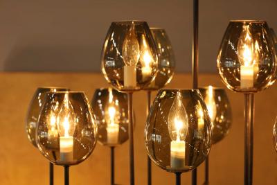  Lightolier Lightolier Chandelier with Eight Arms and 16 Glass Bulbs