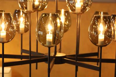  Lightolier Lightolier Chandelier with Eight Arms and 16 Glass Bulbs