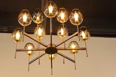  Lightolier Lightolier Chandelier with Eight Arms and 16 Glass Bulbs