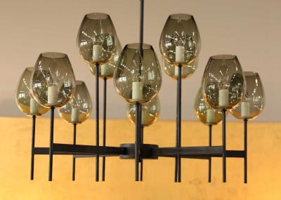  Lightolier Lightolier Chandelier with Eight Arms and 16 Glass Bulbs