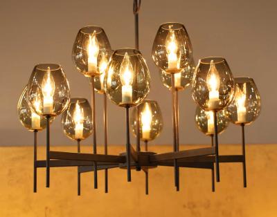  Lightolier Lightolier Chandelier with Eight Arms and 16 Glass Bulbs
