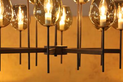  Lightolier Lightolier Chandelier with Eight Arms and 16 Glass Bulbs