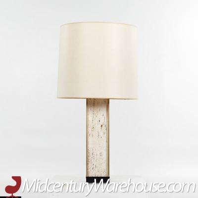  Lightolier Lightolier Mid Century Brass and Travertine Lamp