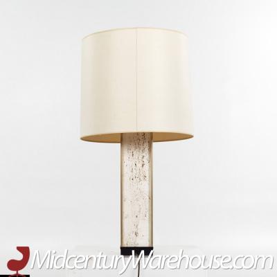  Lightolier Lightolier Mid Century Brass and Travertine Lamp