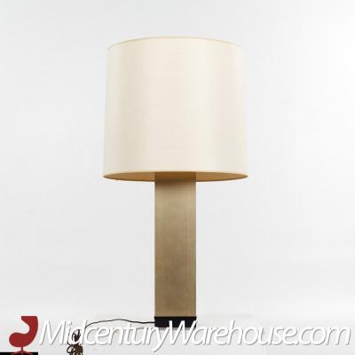  Lightolier Lightolier Mid Century Brass and Travertine Lamp