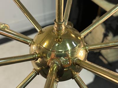  Lightolier MID CENTURY BRASS 16 LIGHT SPUTNIK CHANDELIER