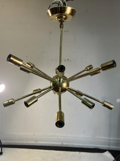  Lightolier MID CENTURY BRASS 16 LIGHT SPUTNIK CHANDELIER