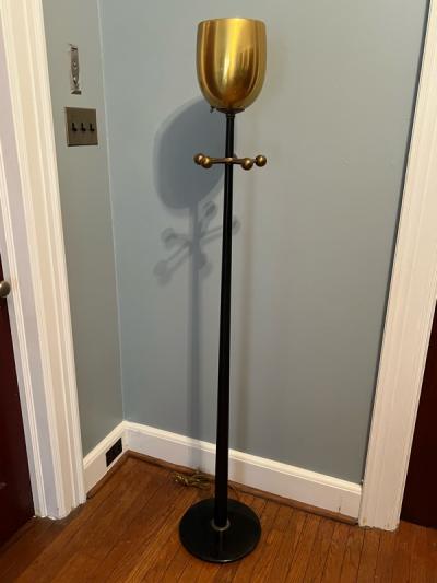  Lightolier MID CENTURY BRASS AND BLACK ENAMEL TORCHIERE