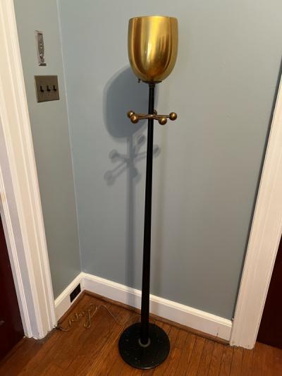  Lightolier MID CENTURY BRASS AND BLACK ENAMEL TORCHIERE