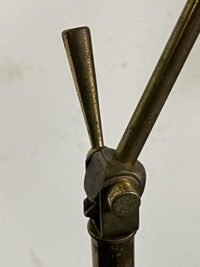  Lightolier MID CENTURY BRASS AND GREEN ENAMELED SHADE FLOOR LAMP