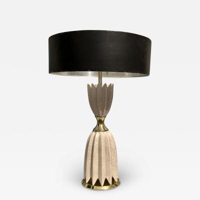  Lightolier MID CENTURY CERAMIC AND BRASS LOTUS LAMPS BY LIGHTOLIER