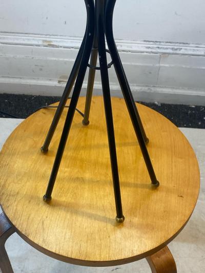  Lightolier MID CENTURY MODERNIST BLACK AND BRASS BALL CAGE FORM LAMP
