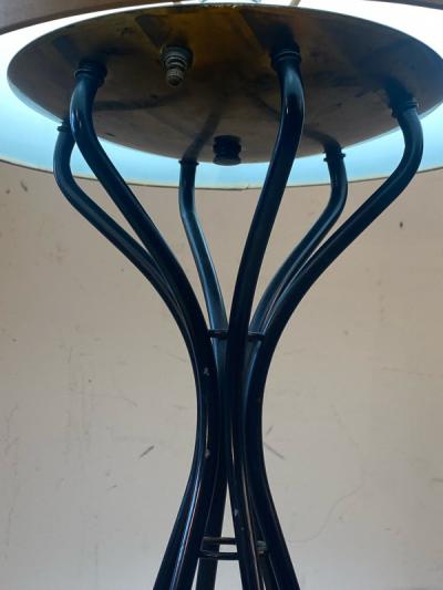  Lightolier MID CENTURY MODERNIST BLACK AND BRASS BALL CAGE FORM LAMP