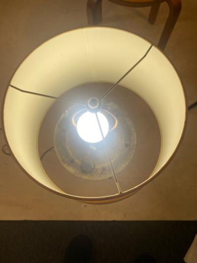  Lightolier MID CENTURY MODERNIST BLACK AND BRASS BALL CAGE FORM LAMP
