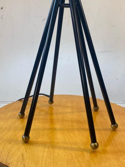  Lightolier MID CENTURY MODERNIST BLACK AND BRASS BALL CAGE FORM LAMP