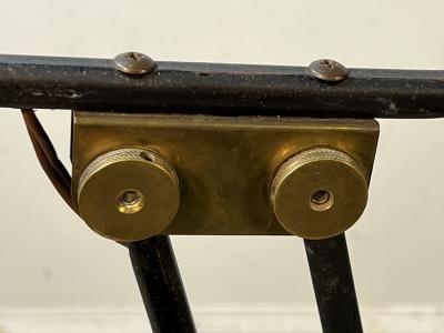  Lightolier MID CENTURY MODERNIST BLACK AND BRASS WHEEL ADJUSTABLE LAMP