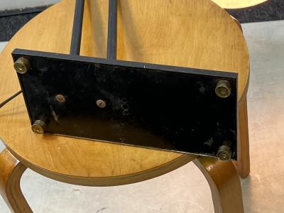  Lightolier MID CENTURY MODERNIST BLACK AND BRASS WHEEL ADJUSTABLE LAMP