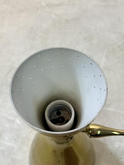  Lightolier MID CENTURY MODERNIST BRASS PERFORATED DOUBLE CONE SCONCE