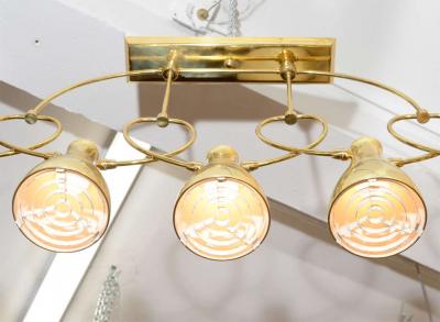  Lightolier MODERNIST MID CENTURY FIVE LIGHT BRASS CHANDELIER BY LIGHTOLIER