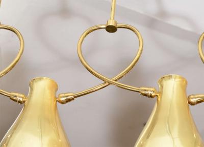  Lightolier MODERNIST MID CENTURY FIVE LIGHT BRASS CHANDELIER BY LIGHTOLIER
