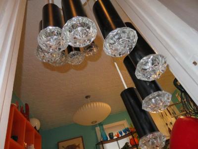  Lightolier Marvelous Lightolier 10 Cylinder Light Chandelier Flush Light Mid Century Modern