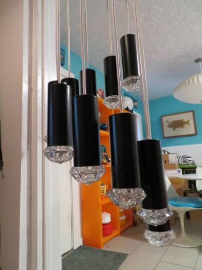  Lightolier Marvelous Lightolier 10 Cylinder Light Chandelier Flush Light Mid Century Modern