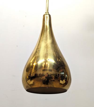  Lightolier Mid Century Brass Tear Drop Pendants attributed Paavo Tynell for Lightolier