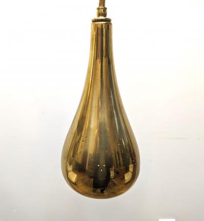  Lightolier Mid Century Brass Tear Drop Pendants attributed Paavo Tynell for Lightolier