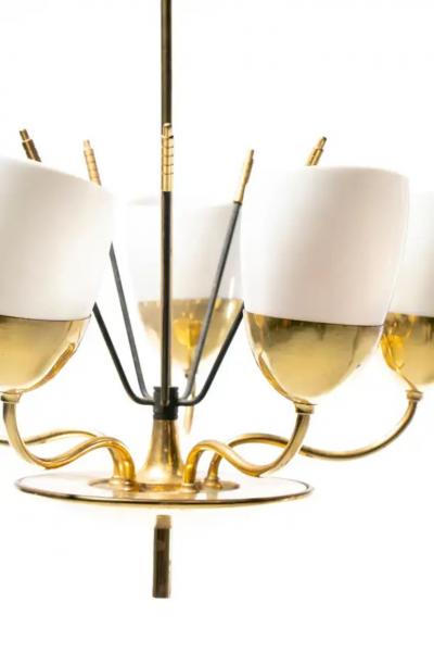  Lightolier Mid Century Modern Lightolier Chandelier in the Style of Paavo Tynell c 1950s