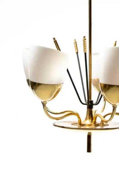  Lightolier Mid Century Modern Lightolier Chandelier in the Style of Paavo Tynell c 1950s