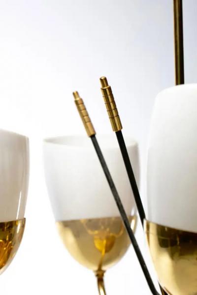  Lightolier Mid Century Modern Lightolier Chandelier in the Style of Paavo Tynell c 1950s