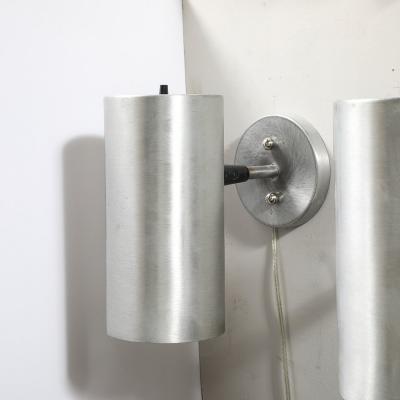  Lightolier Mid Century Modernist Brushed Aluminum Cylindrical Sconces by Lightolier