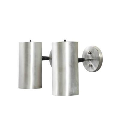  Lightolier Mid Century Modernist Brushed Aluminum Cylindrical Sconces by Lightolier