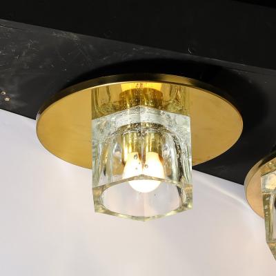  Lightolier Mid Century Modernist Hexagonal Shade Glass Flush Mount Chandelier by Lightolier