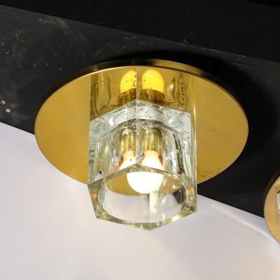 Lightolier Mid Century Modernist Hexagonal Shade Glass Flush Mount Chandelier by Lightolier
