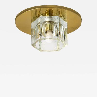  Lightolier Mid Century Modernist Hexagonal Shade Glass Flush Mount Chandelier by Lightolier