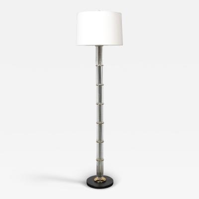  Lightolier Mid Century Polished Brass with Glass Rod Detailing Floor Lamp by Lightolier