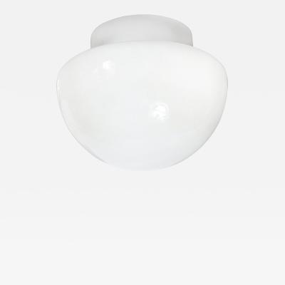  Lightolier Mid Century Reverse Dome Form Milk Glass Flush Mount Chandelier by Lightolier