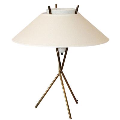  Lightolier Pair of Brass Tripod Base Lamps by Gerard Thurston for Lightolier
