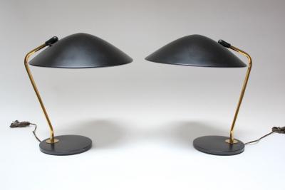  Lightolier Pair of Gerald Thurston for Lightolier Brass and Metal Table Lamps